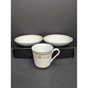 Garden Bouquet Fine China 4978 Replacement Pieces 1 Flat Cup and 2 Berry Bowls